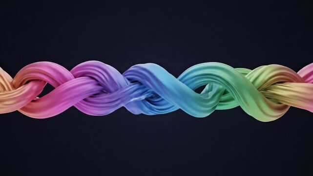 Colorful 3D twisted abstract rope pattern background.