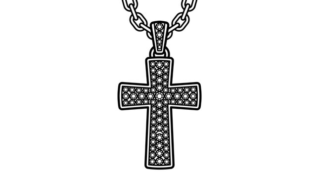 Ornate Cross Pendant Necklace with Chain.