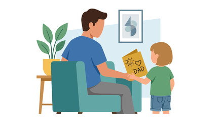 Fototapeta premium Man and boy reading.