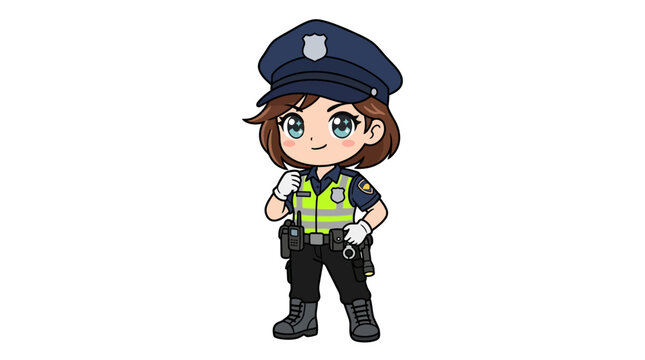 Female Police Officer Cartoon.