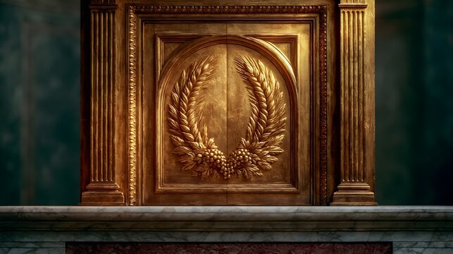 Gilded Tabernacle Door with Wheat and Grape Relief