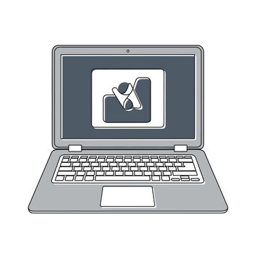 Laptop Displaying Graphic Design Element Mockup on Screen