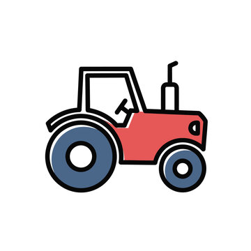 Red Tractor Illustration for Agriculture and Farming