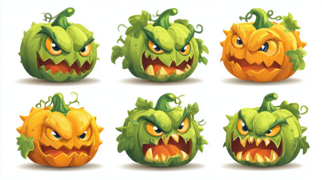 Spooky Halloween Pumpkins with Angry Faces