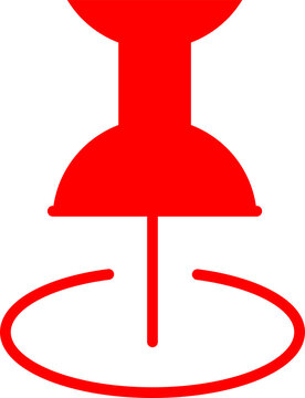 Red push pin icon with circle, isolated on transparent background