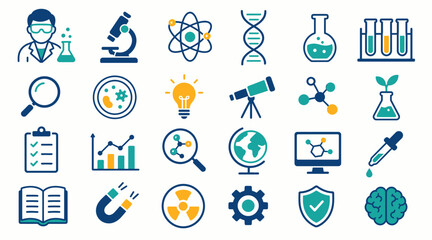 Fototapeta premium Colorful flat icons representing science and technology concepts.