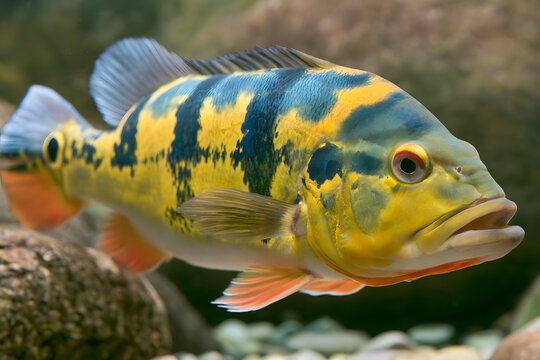 ピーコックバスの熱帯魚（水槽）