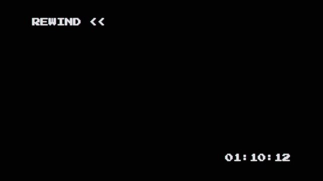 Vintage VHS Home Video Backtrack Interface featuring Glitch Static and Decrementing Digital Counter for Retro Content Editing 4k video