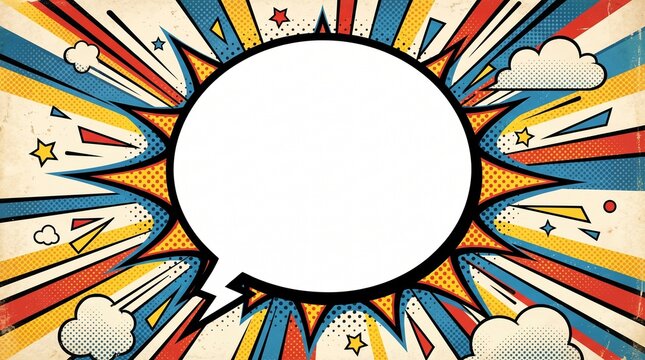 Retro comic starburst with speech bubble 