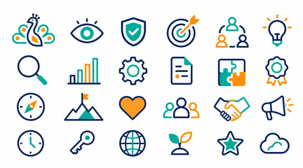 Fototapeta premium Colorful flat design icons for business and technology.