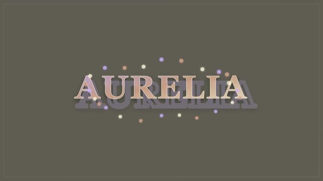 Aurelia typography animation with floating bokeh particles on 4k black background, motion text animation