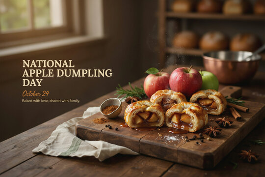 Delicious apple dumplings, National Apple Dumpling Day, sweet pastries, baked desserts, foodie treats