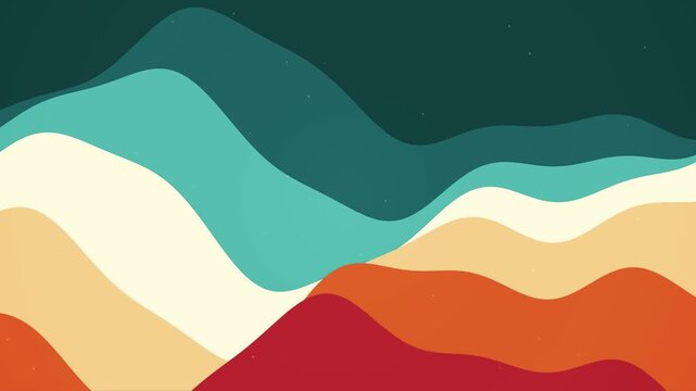 Colourful groovy. Abstract retro colorful wavy layers with vintage 70s aesthetic