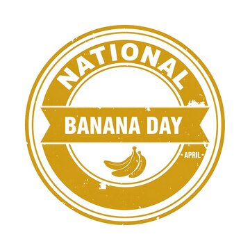 National banana day stamp design with vintage grunge texture national nutrition tropical culinary textured