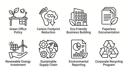 Collection of colorful business and environmental concept icons for presentations. © Imam