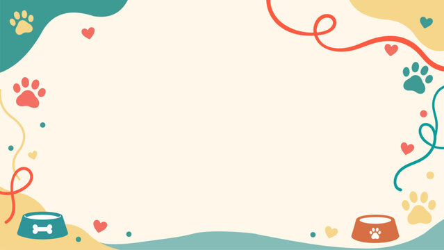 Pet care background paw print pet care background paw print pet care copy space clean pet care banner with paw print and heart border