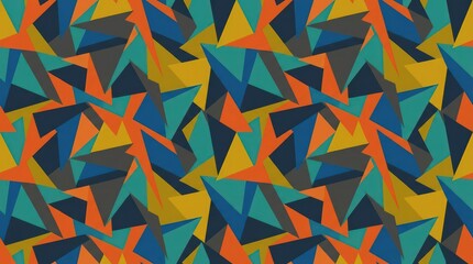 Naklejka premium Modern Seamless Geometric Triangle Pattern Background in Teal and Orange
