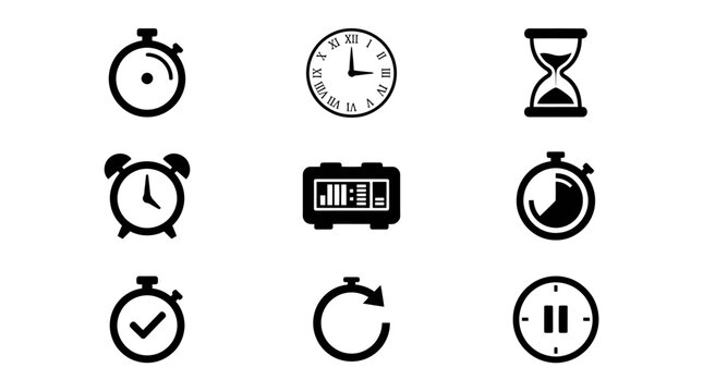 Collection of various clock icons.