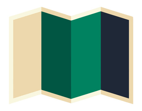 Folded paper map icon with panels.
