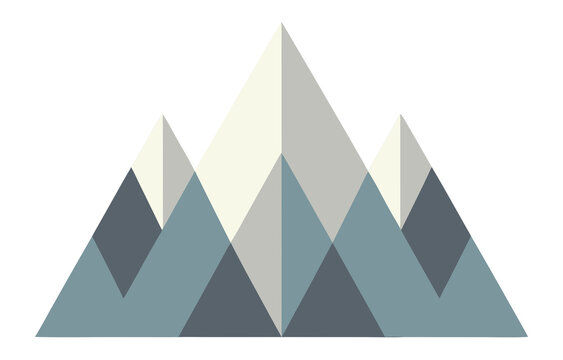 Geometric mountain range illustration with layered peaks.