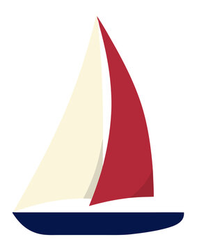 Minimalist red and cream sailboat icon illustration.