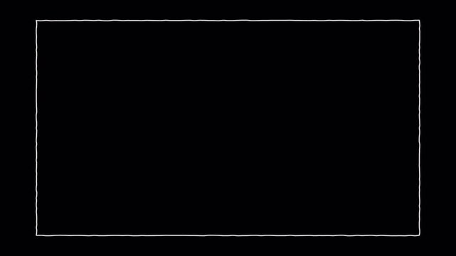 Scribble Sketch Border Rectangular Overlay Handcrafted Line Animation Framing Element 4k video