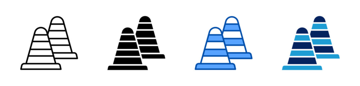 traffic cone icon set multiple style collection