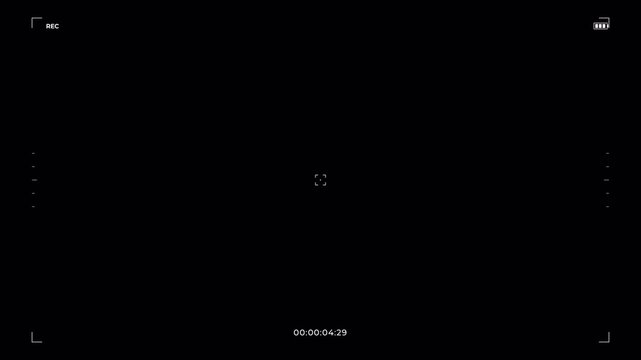 Digital Camcorder Viewfinder Interface with Running Timecode and Recording Indicator Overlay for Post Production 4k video