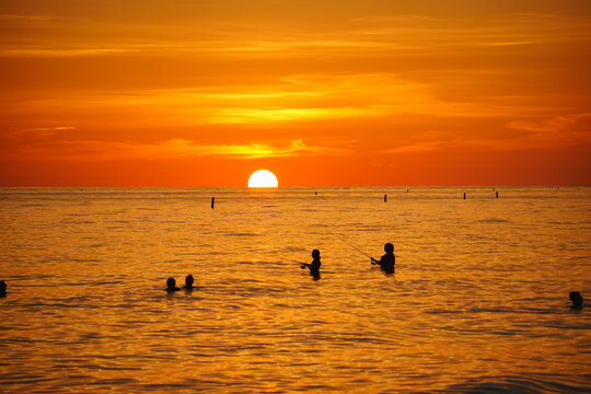 St Petersburg, Florida, USA: 07 03 2026: The landscape of saint Petersburg Madeira Beach in Florida at sun set
