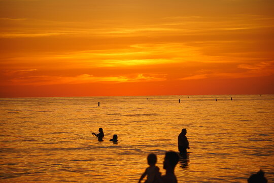 St Petersburg, Florida, USA: 07 03 2026: The landscape of saint Petersburg Madeira Beach in Florida at sun set