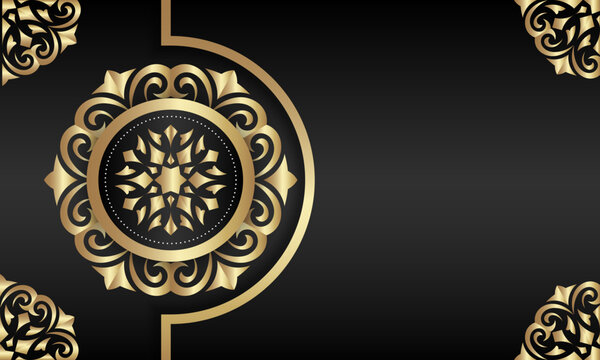 Elegant golden emblem luxury invitation background with royal gold frame