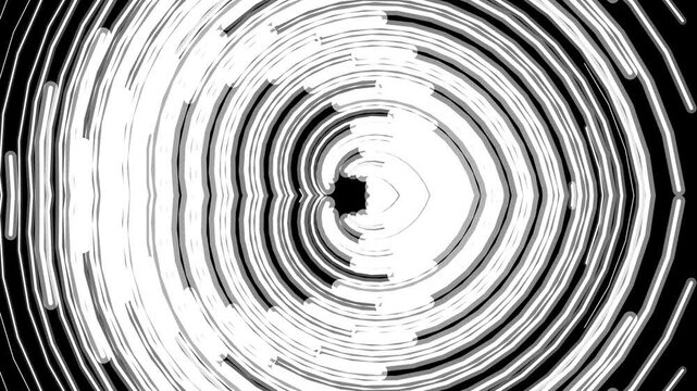 Abstract black and white concentric circles with optical illusion effect
