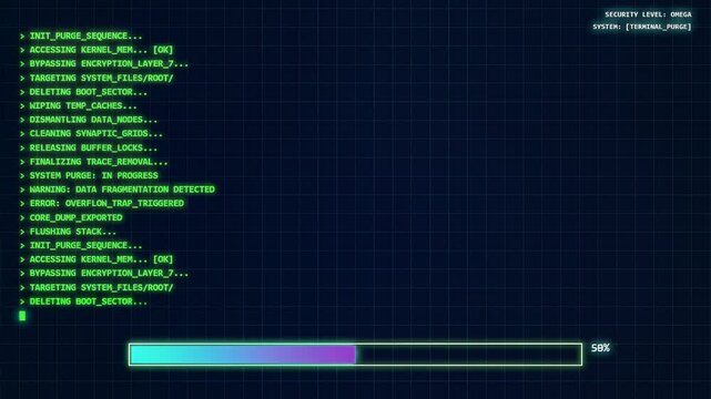 Futuristic Cyber Security Terminal Interface System Purge Sequence