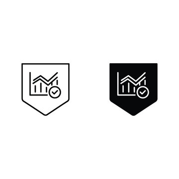Business growth and success icons with upward trend graphs and checkmarks, business