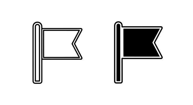Flag marker icon set for mapping and navigation with location