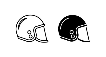 Fototapeta premium Protective sports helmet icons in outline and solid styles