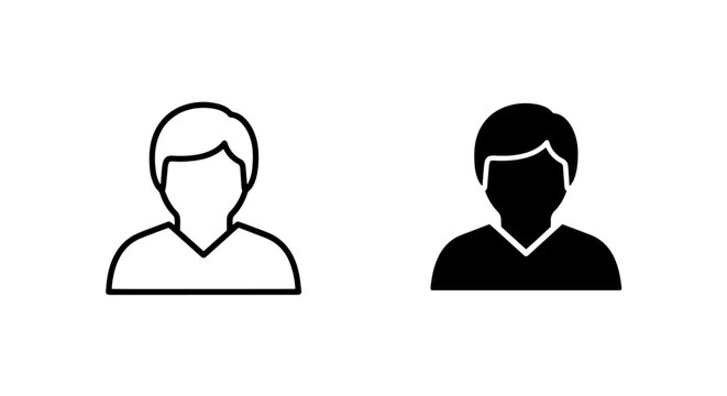 Person profile avatar icon set linear and filled with identity