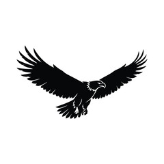 Naklejka premium Powerful eagle soaring with wide wingspan in majestic flight for mascot or heraldry design.