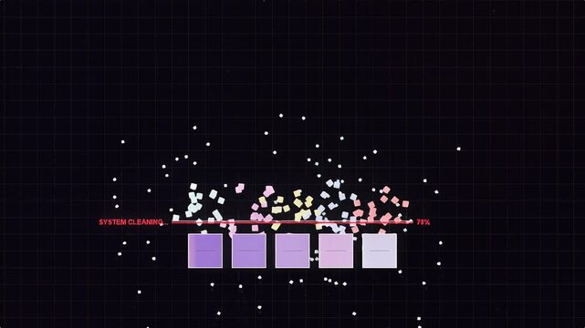 Abstract Digital System Cleaning and Data Wipe HUD Interface