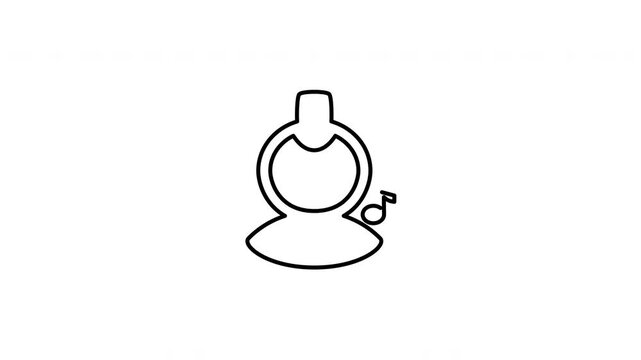 Minimalist outline animation of an alternative punk rock guy with mohawk spiked hairstyle profile icon drawing on and fading out. Features a clean pop up style in 3 color setups.
