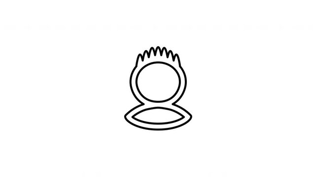 Minimalist outline animation of a modern male guy with spiky trendy hair style profile icon drawing on and fading out. Features a clean pop up style in 3 color setups.