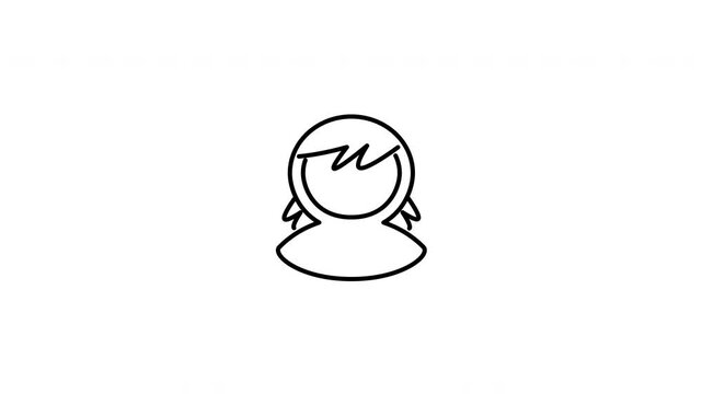 Minimalist outline animation of a classic woman profile hair generic silhouette lady avatar icon drawing on and fading out. Features a clean pop up style in 3 color setups.
