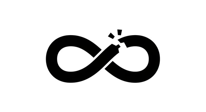 Broken infinity symbol icon representing end of eternity or limitation.