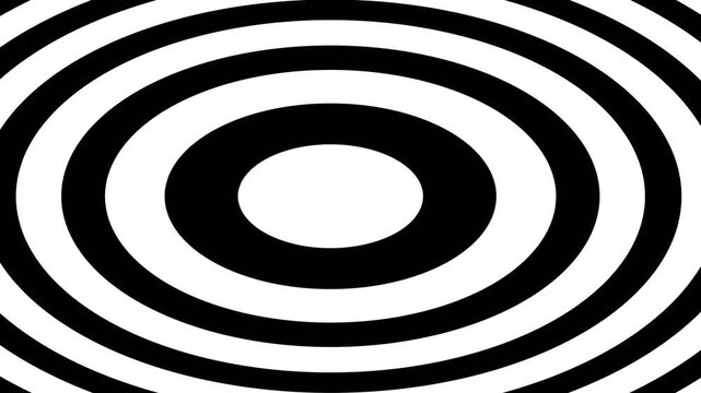 video motion abstract a black and white circular pattern with multiple concentric circles.