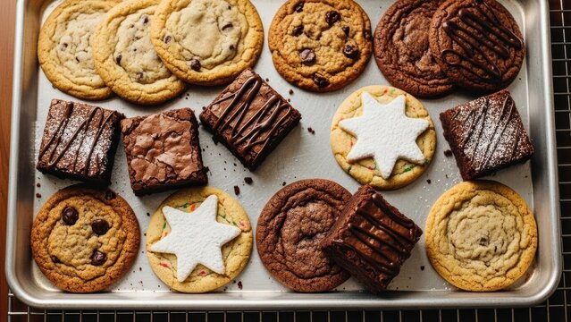 Assortment of Delicious Baked Goods Including Cookies and Brownies