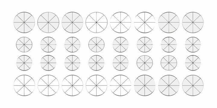 Circles Divided Into Segments Geometric Vector Illustration On White Background