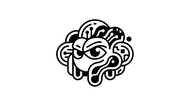 Abstract Cybernetic Eye Icon with Circuitry Elements
