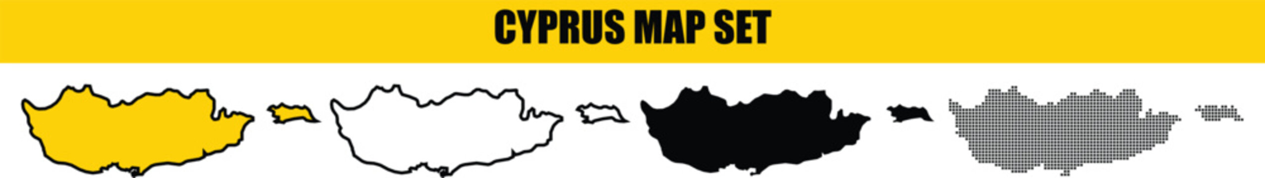 Cyprus map set with various styles for design and presentation