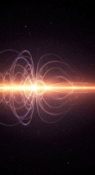 Abstract visualization of complex energy waves overlapping and resonating, forming a dynamic vibrational field across a cosmic expanse, quantum, pattern, harmonic
