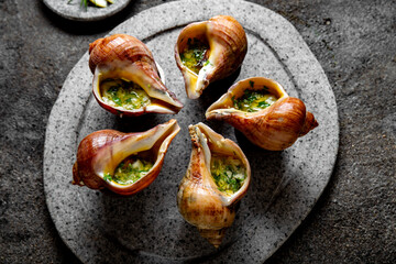 Baked Giant Pacific Escargot with Garlic Butter and Herbs © lblinova